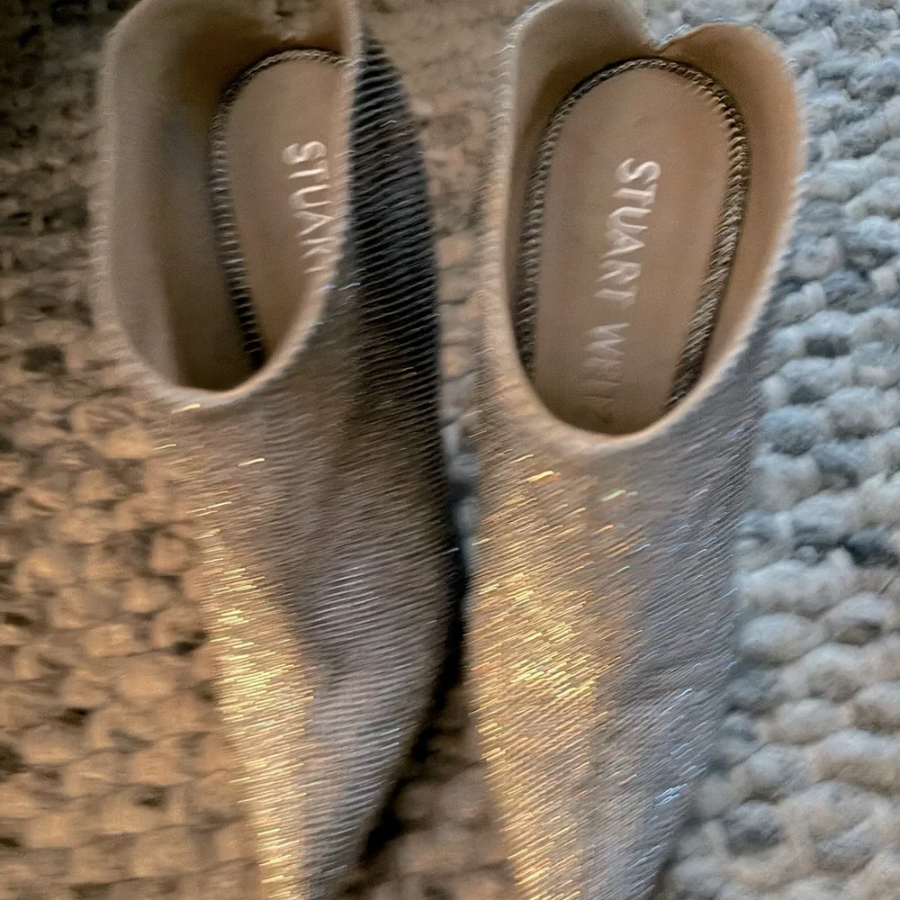Stuart Weitzman Silver Stiletto Mules - Picture 1 of 4